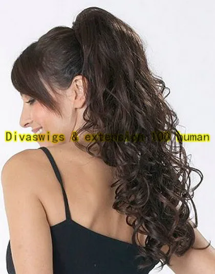 Dark Color 2015 Long Ponytail Hairstyle Clip In High Wavy Human