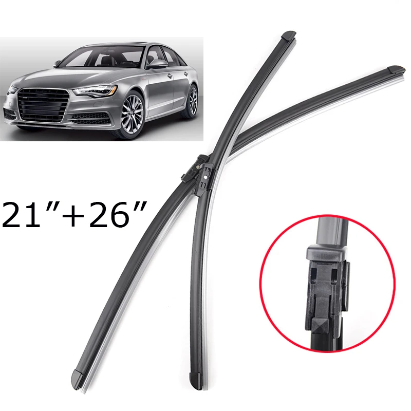 

Misima 26"+21"Windshield Windscreen Wiper Blades For Audi A6 C7 Front Window Wiper 2012 2013 2014 2015 2016 2017 Bracketless