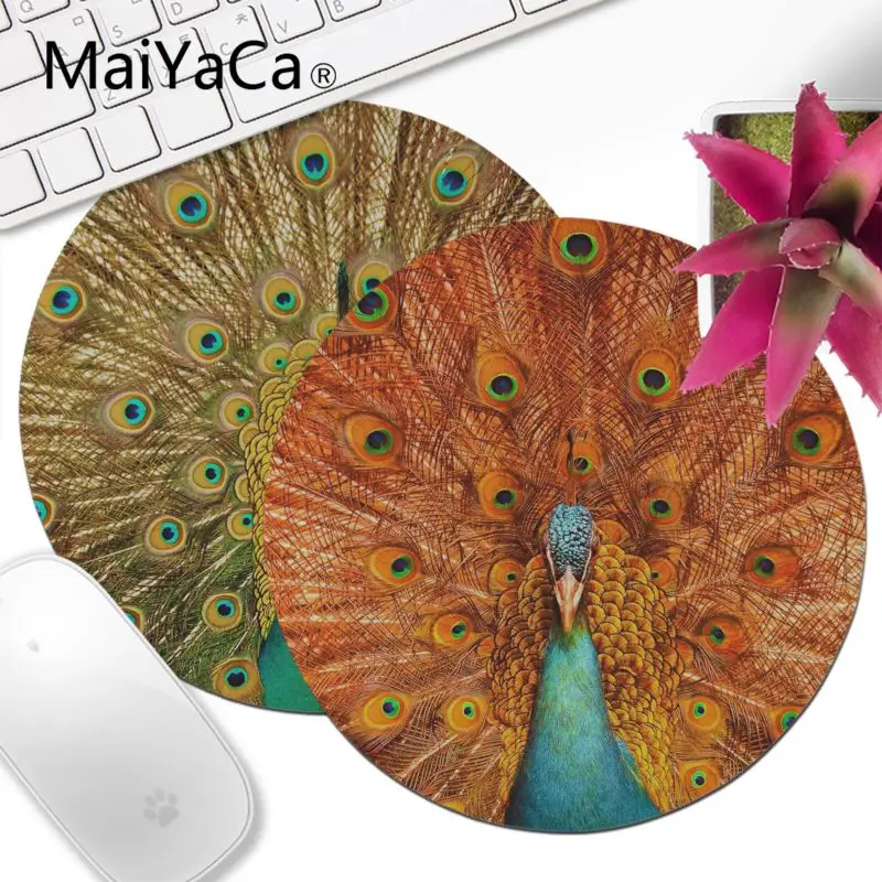 MaiYaCa горячие продажи удивительные Перья павлина маленький круглый коврик для