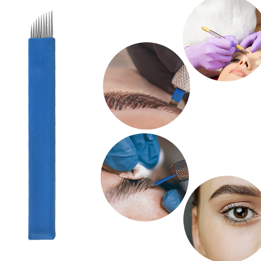 

Permanent Makeup Blades 50pcs 9/12pin Optional Microblading Needles Blade for 3D Embroidery Microblading Tattoo Pen Machine
