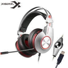 Xiberia K5 PC Gamer Игровые наушники с микрофоном, СВЕТОДИОДНАЯ головная повязка для компьютера, тяжелый бас, USB игровая гарнитура для ноутбука