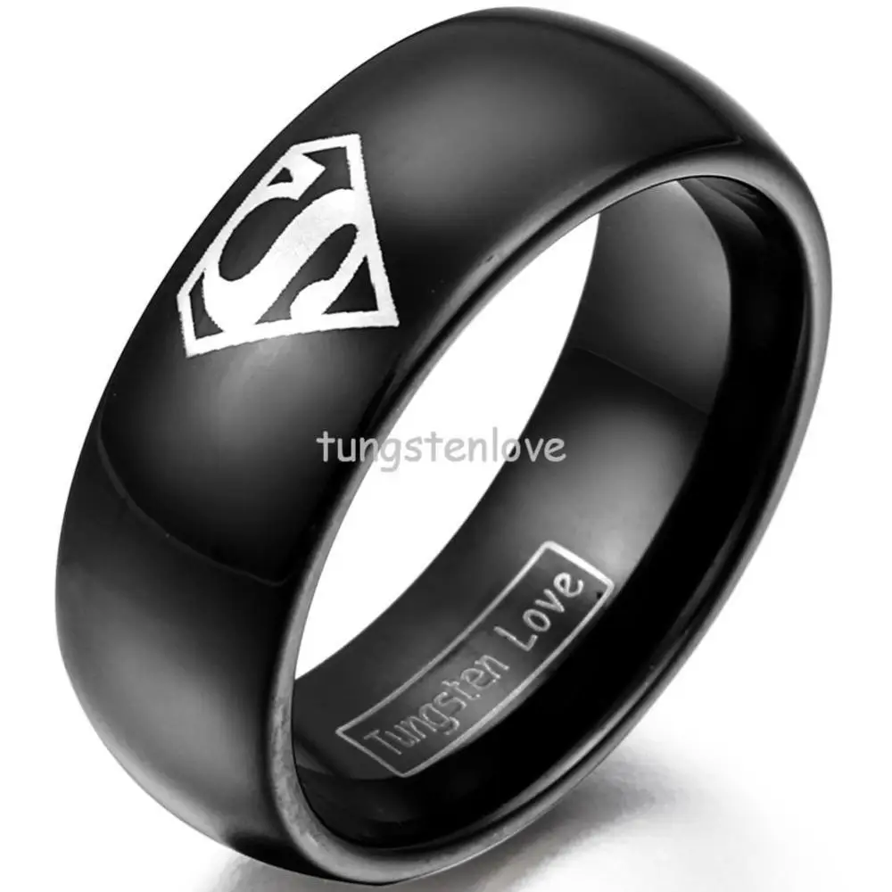 new hot selling 8 mm black super hero superman tungsten carbide ring high quality hypoallergenic best - Superman Wedding Ring new hot selling 8 mm black super hero superman tungsten carbide ring high quality hypoallergenic best - Superman Wedding Ring
