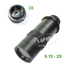 10X-200X Увеличение увеличенное рабочее расстояние зум 25 мм c-крепление стеклянный объектив для промышленного микроскопа камера+ мини 2X линза Барлоу