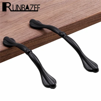 

RUNBAZEF Black Cabinet Pulls Drawer Handles Kitchen Knobs Hardware Drawer Furniture Parts Accessories Door Handle