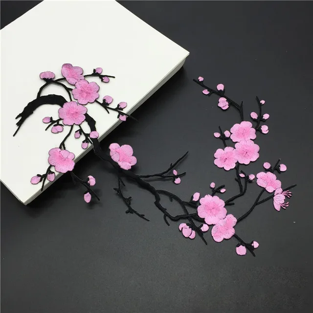 1 шт. Патч DIY plum blossom Патчи Для Детской Одежды Шить-на Вышитые Патч Мотив Аппликация Наклейка Для Ткани