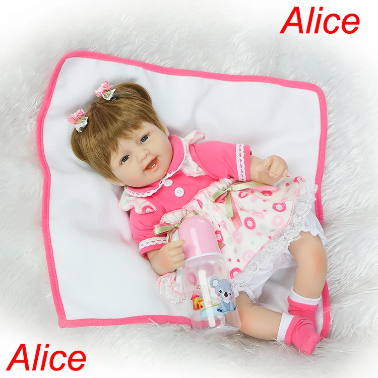 ФОТО 40cm little girl doll reborn NPK brand silicone reborn baby dolls soft cloth body children play house toys bebe bonecas