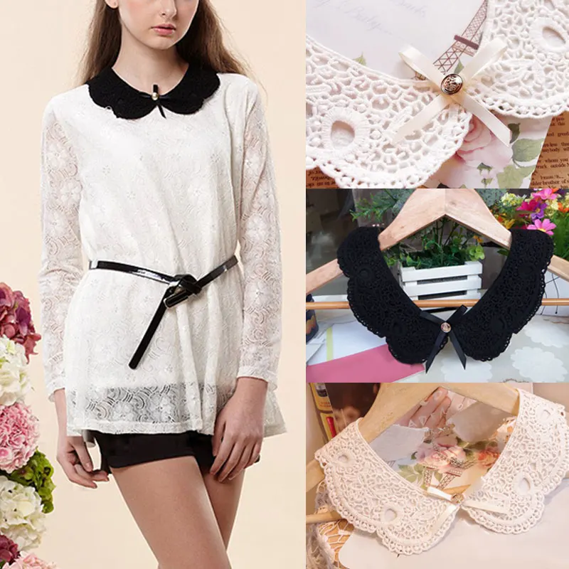 

Shirt Fake Lace Collar Detachable Lapel Shirts Blouse Tops Sweaters False Collars Choker Women Clothes Accessories XRQ8