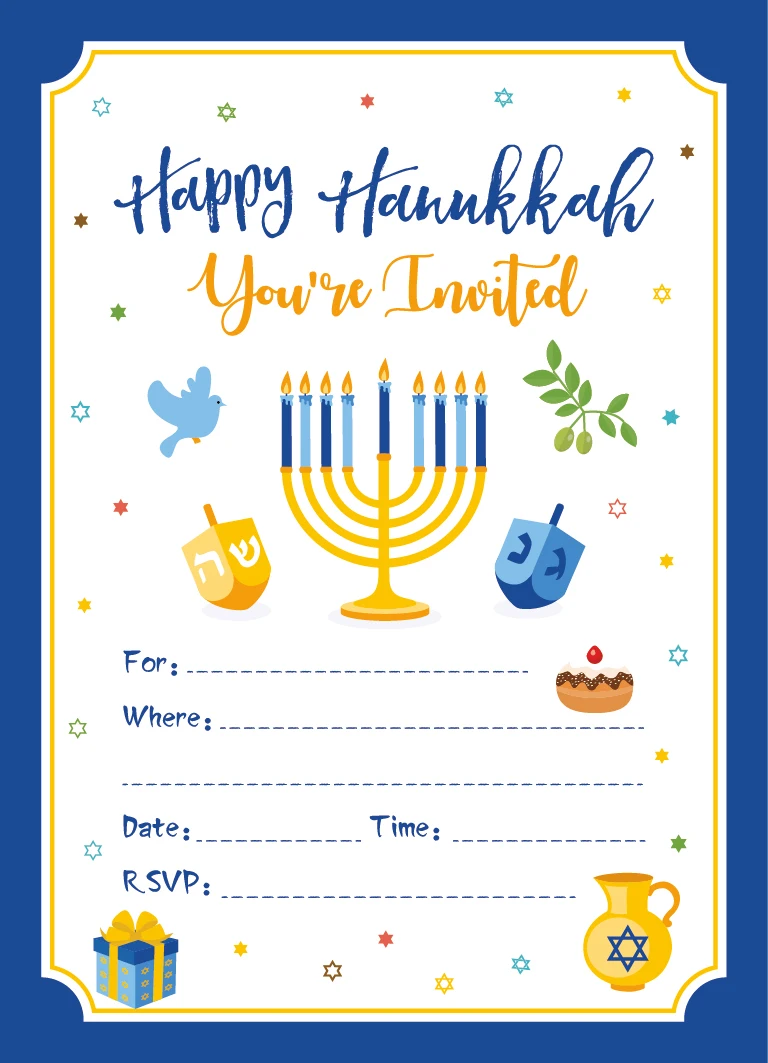 Hanukkah приглашения на праздник карты вы приглашены Chanukah девять ветвей вечеринка