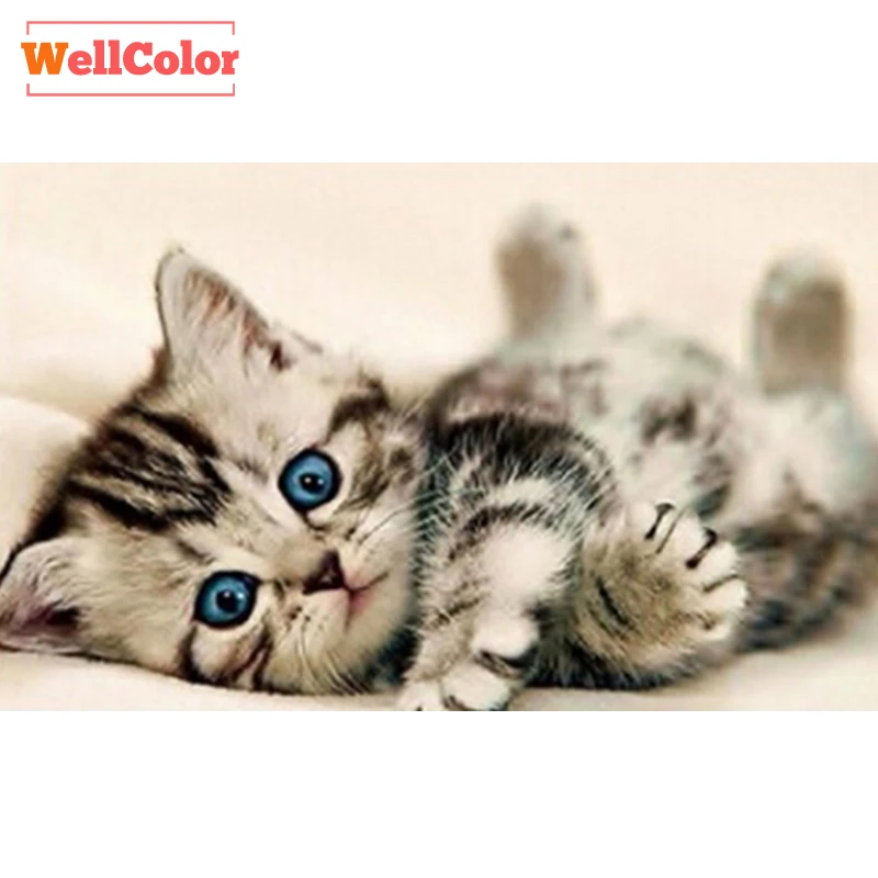 

RUBOS DIY 5D Diamond Embroidery cut cat Diamond painting cross stitch sets 3D Round Rhinestone Mazayka mosaic sale Partterns
