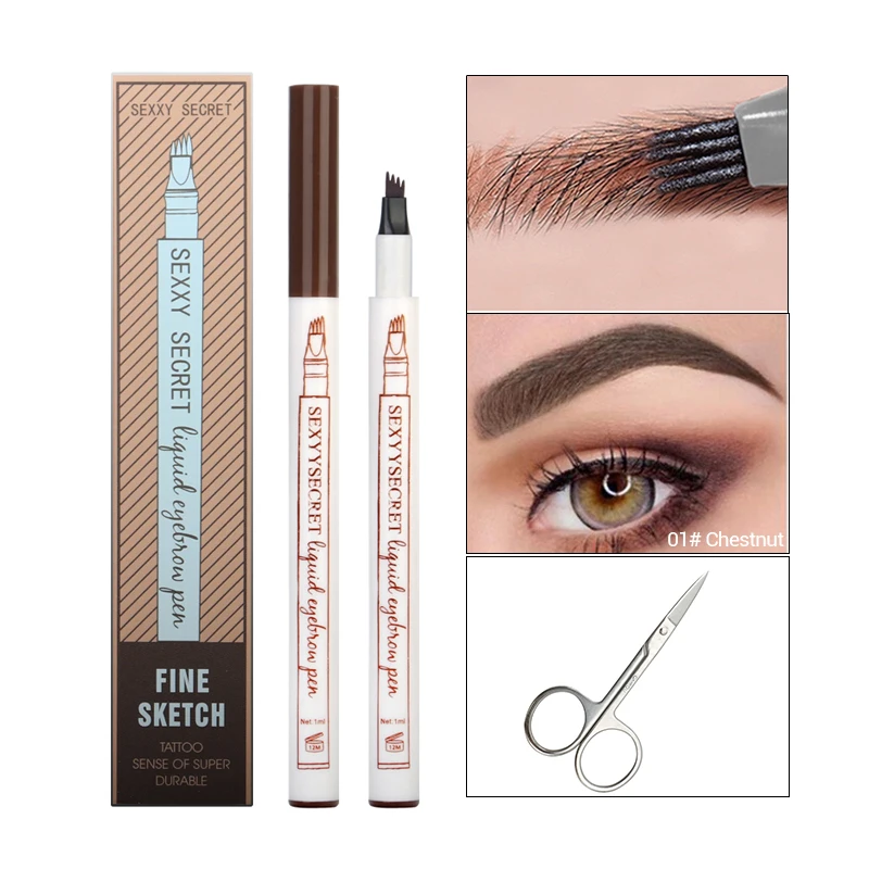 

New Brand Microblading Eyebrow Tattoo Pen Waterproof Fork Tip Eyebrows Tint For Eye Brow Pencil 3 Colors Liquid Eyebrow Enhancer