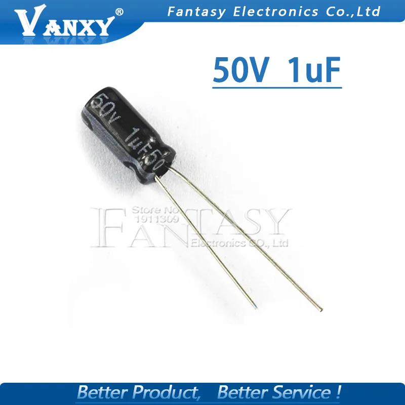 

50PCS Higt quality 50V1UF 4*7mm 1UF 50V 4*7 Electrolytic capacitor