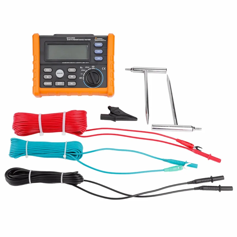 

PEAKMETER Resistance Meter MS2302 Digital Earth Resistance Tester Megger 0~4K ohm 100 Groups Data Logging Meter