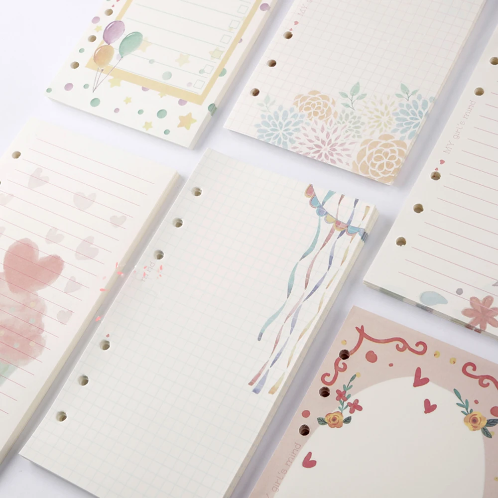 100 Sheet Kawaii Notebook Papers A5&A6 Diary Color Inner Core Planner Filler Paper Girl Series Inside Page gifts Stationery