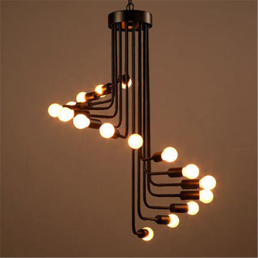 

ZJMZYM New Modern Vintage Loft Pendant Light Spiral Staircase Chandeliers Living Room Decor Hanging Lamp Antique Pendant Light