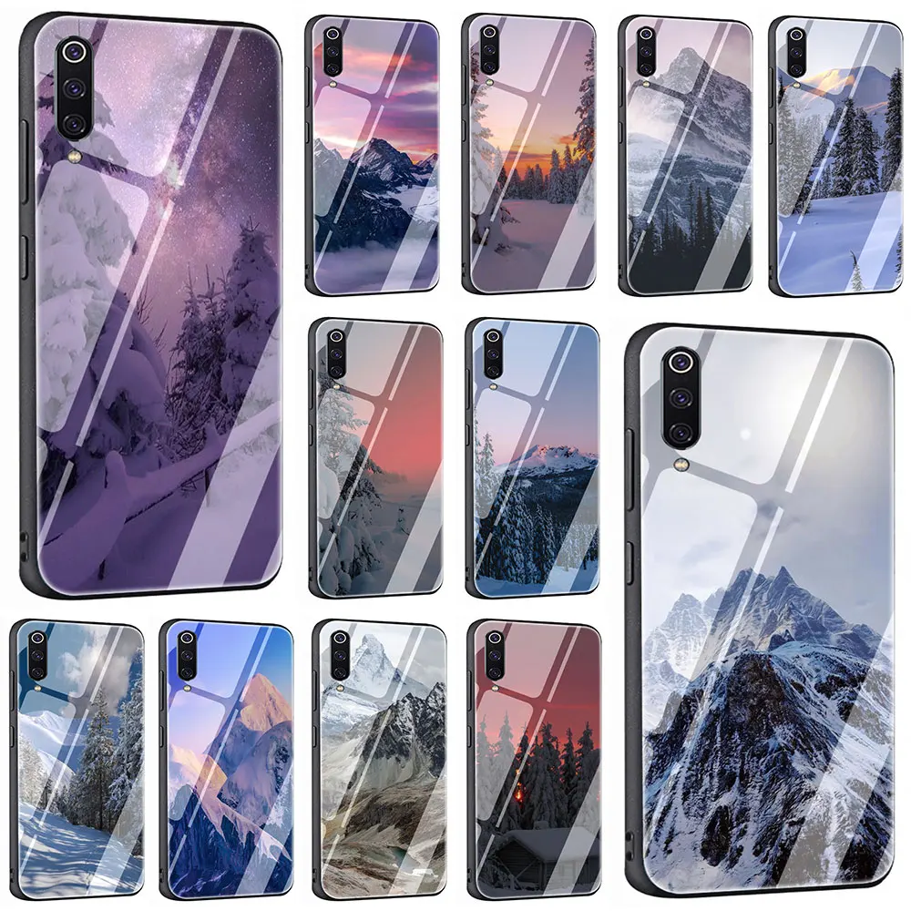 

Winter Snow Mountain Tempered Glass Phone Cover Case For Xiaomi Mi 8 9 Redmi 4X 6A Note 5 6 7 Pro Pocophone F1