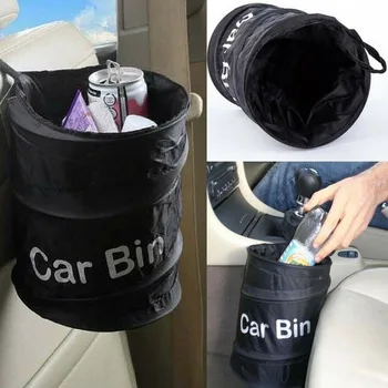 

Fashion Waste Basket Trash Can Litter Container Car Auto Garbage Bin Storage Bag Rubbish Hanging Collapsible Foldable New
