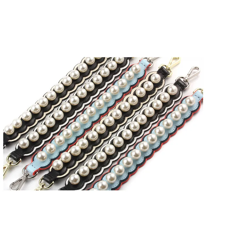 Fashion Pearl Wide Strap Handbag Short Strap Genuine Leather Handles Women Bag Accessories Handbag Straps Replacement Parts