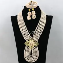 Золотой костюм, африканские свадебные украшения, набор, модный нигерийский Свадебный Индийский Бисер, ювелирный набор, опт, AIJ724