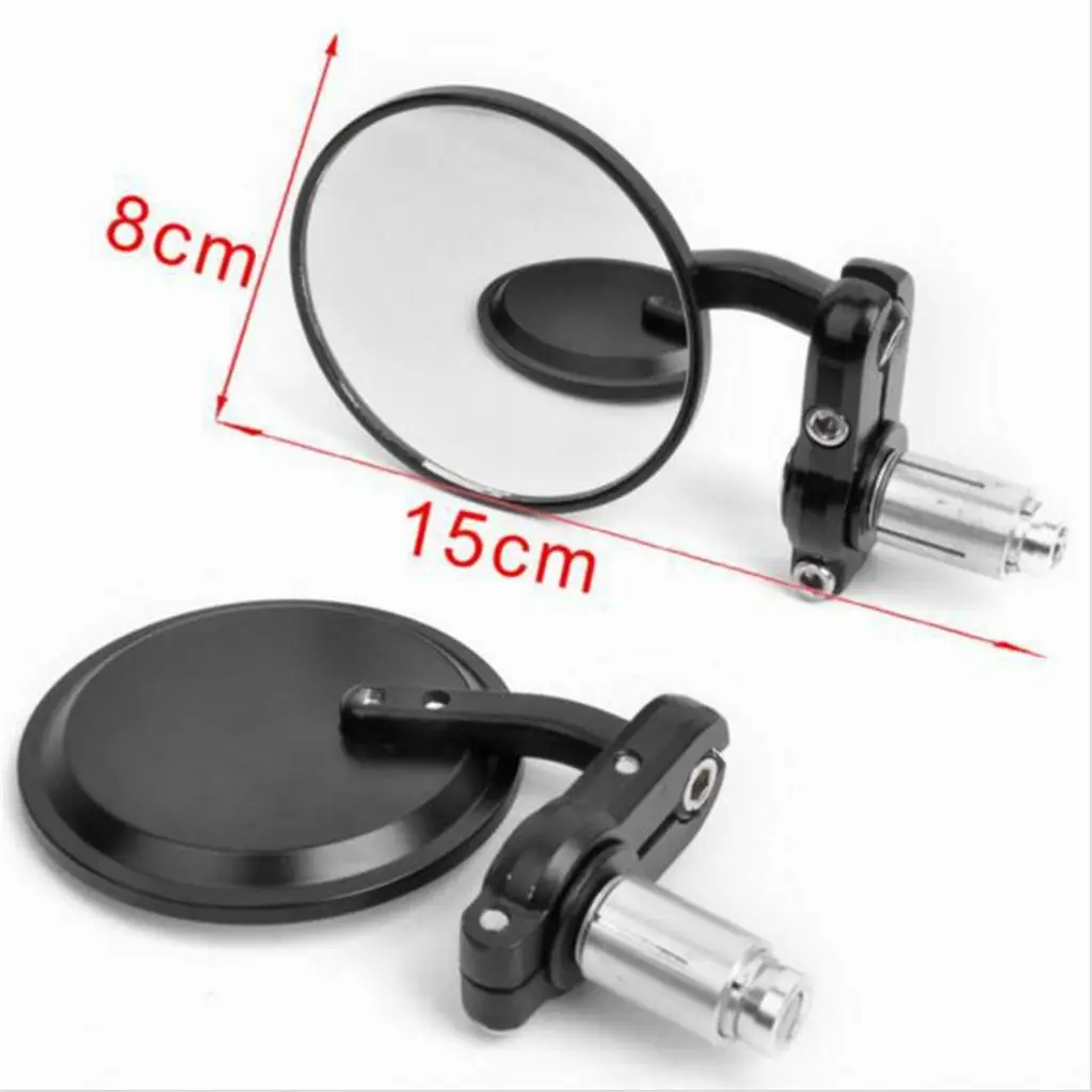 

2Pcs Black Universal Motorcycle Mirror Aluminum Motorcycle Round 7/8' Handle Bar End Foldable Rear View Side Mirrors 150*80MM