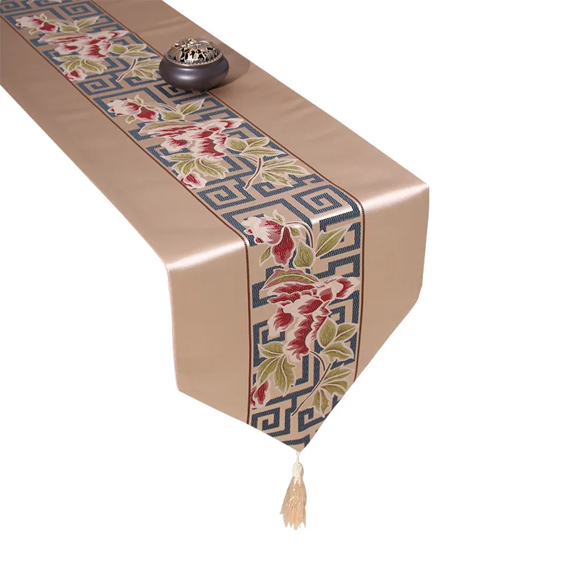 Китайский стиль пион красная скатерть для сервировки полиэфирного волокна полосы растений цветок Свадебная скатерть вечерние украшение на стол для дома крышка