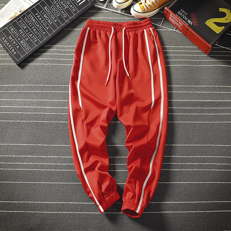 

Spring Pants Men 2019 All Match Casual Side Stripe Mens Sweatpants Loose Plus Size Streetwear Joggers Hip Hop Men's Trousers 3XL