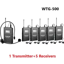Takstar WTG-500/WTG500 UHF беспроводная акустическая система передачи диапазон до 100 м 1 передатчик+ 5 приемников+ микрофон+ 5 наушников