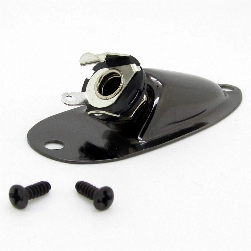 

Black Boat Style 1/4inch Guitar Pickup Output Input Jack Plug Socket For Fd Strat Guitar