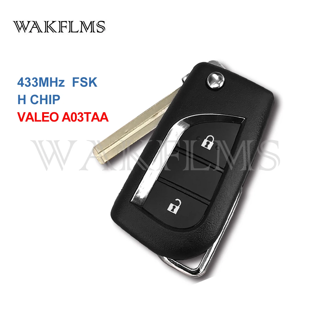 2 кнопки дистанционного ключа Fob Автомобильный ключ для Citroen C1 Peugeot 108 433MHz H Chip No Mark