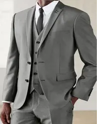Индивидуальный заказ 2019 серебро пистолет Серый Жених смокинги для женихов Slim Fit мужские костюм жениха костюмы выпускного вечера (куртк