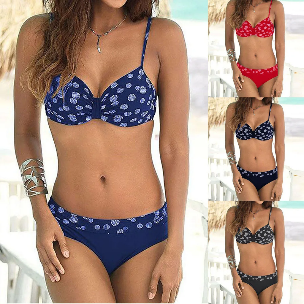

Women's Swimming Suit 2019 Sexy Bikini Swimsuit Women Summer Fashion Dot Print Swimwear Beachwear Siamese Swimsuit Bikini Set