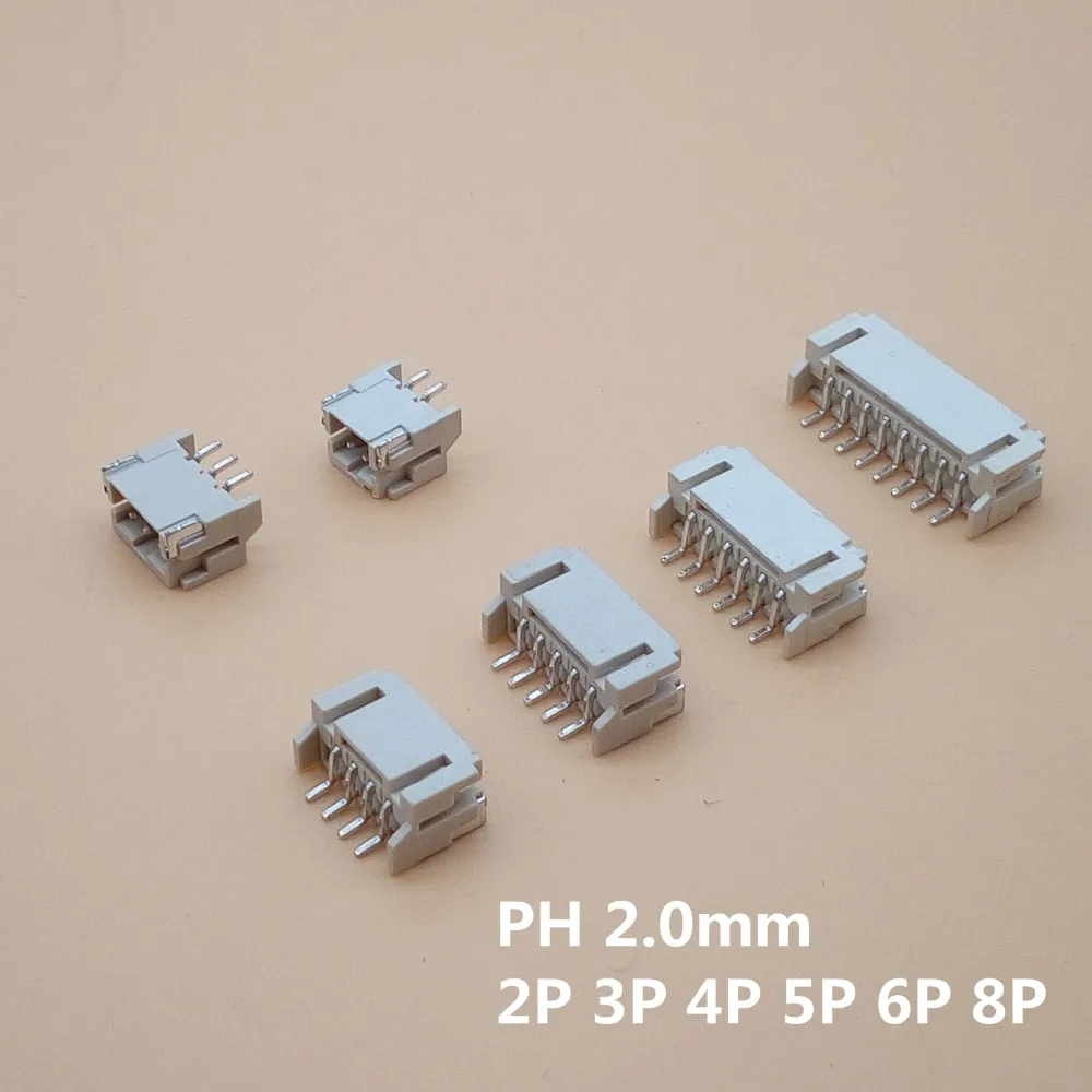 

20PCS PH2.0 2.0mm Pitch Connector SMD 2P 3P 4P 5P 6P 8P 10P 2mm Horizontal Socket 2mm Pitch Patch Plug Connector SMT SMD
