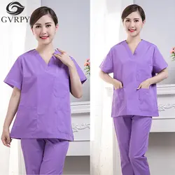 Хирургическая Одежда для женщин с короткими рукавами из хлопка, для операционной, для мытья одежды, изолированная одежда для медсестры