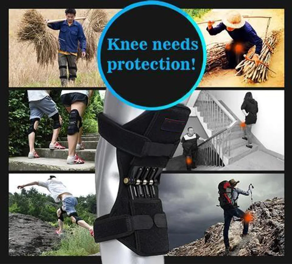 

2019 New PowerLift Joint Support Knee Pads Rebound Spring Force Self-heating Wristband Support Professional Sports Knee Pad