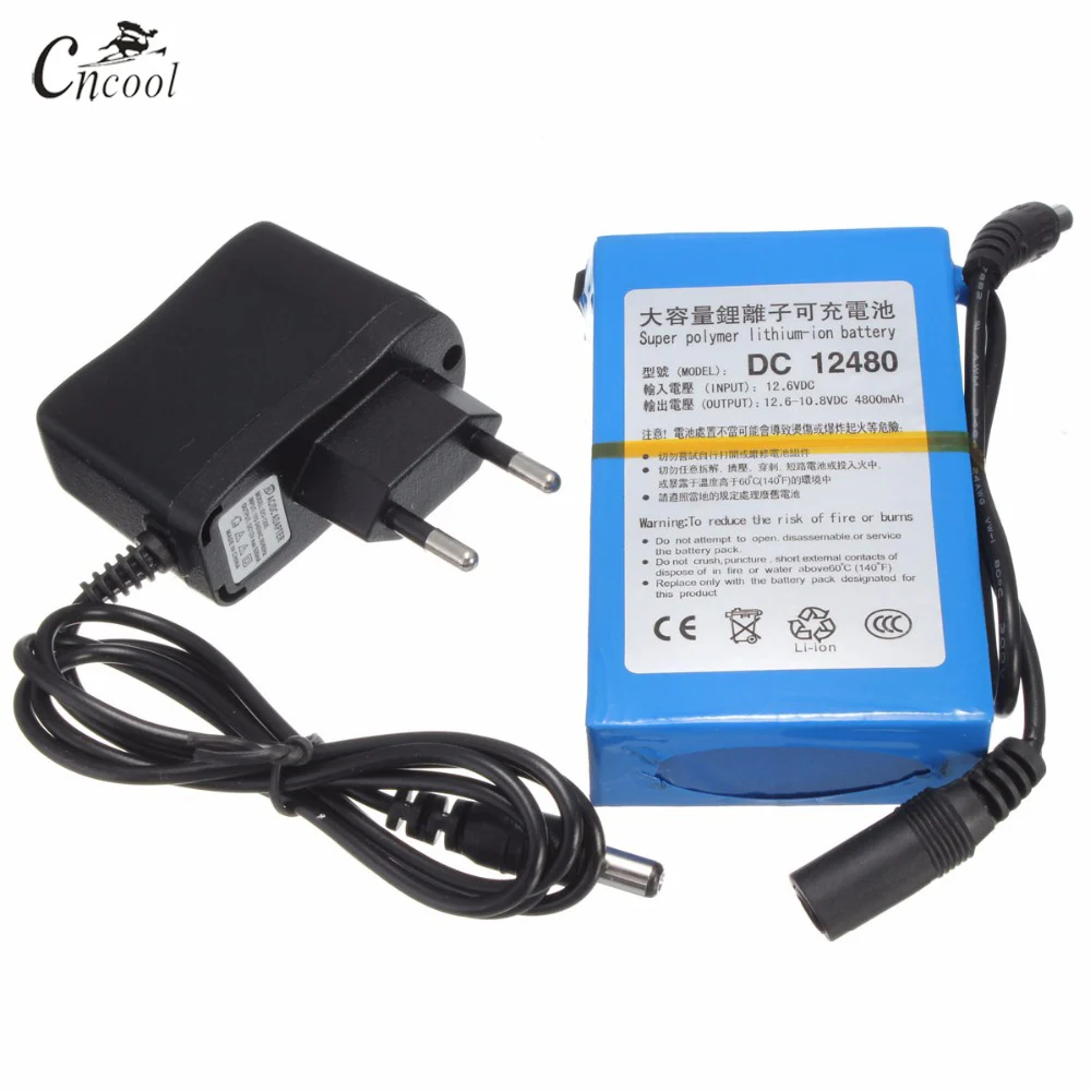 

Cncool DC12480 12V 4800mAh Lithium Battery Rechargeable Battery Rechargeable Li-Ion Batteria Cell Power Charger EU/US Plug