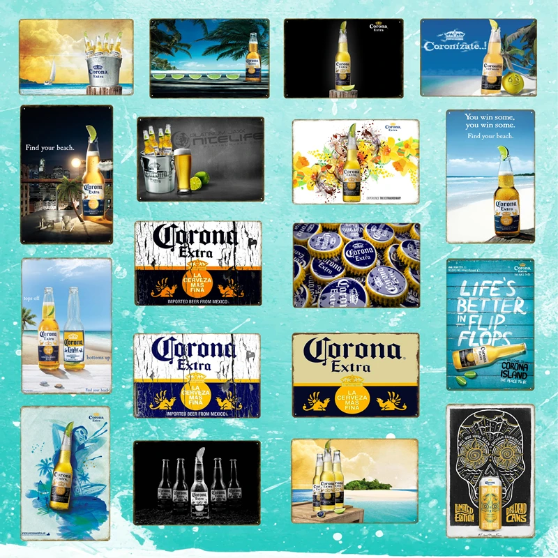 

Corona Extra Beer Poster Metal Tin Signs Retro Wall Stickers For Bar Pub Cafe Decoration Art Plaque Vintage Home Decor YD050