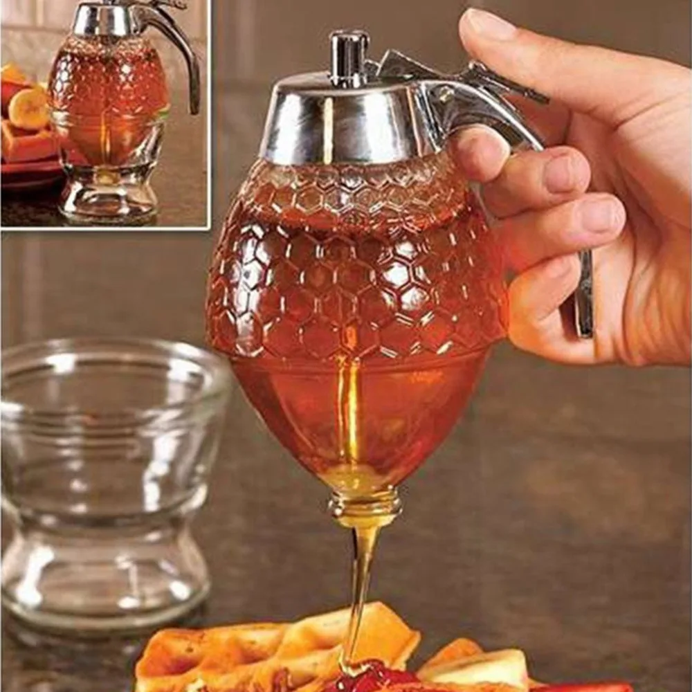 200ML Hand Press Honey Dispenser Bottle Acrylic Honey Syrup Dispenser