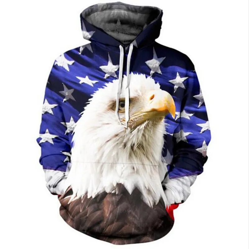 New Eagle USA Flag printed 3d mens womens Hoodies sweatshirts Front