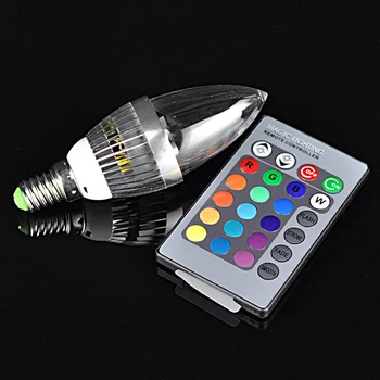 

Newest E14 3W RGB LED 16 Color Changing Candle Lamp Bulb +Remote Control Party Light