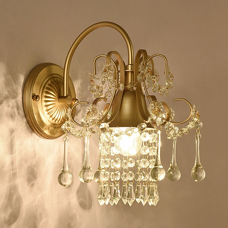 

crystal light fixture Luxury Top crystal Wall Lamp gold wall Sconce lamp Bedroom living room wall lamps sconce crystal light