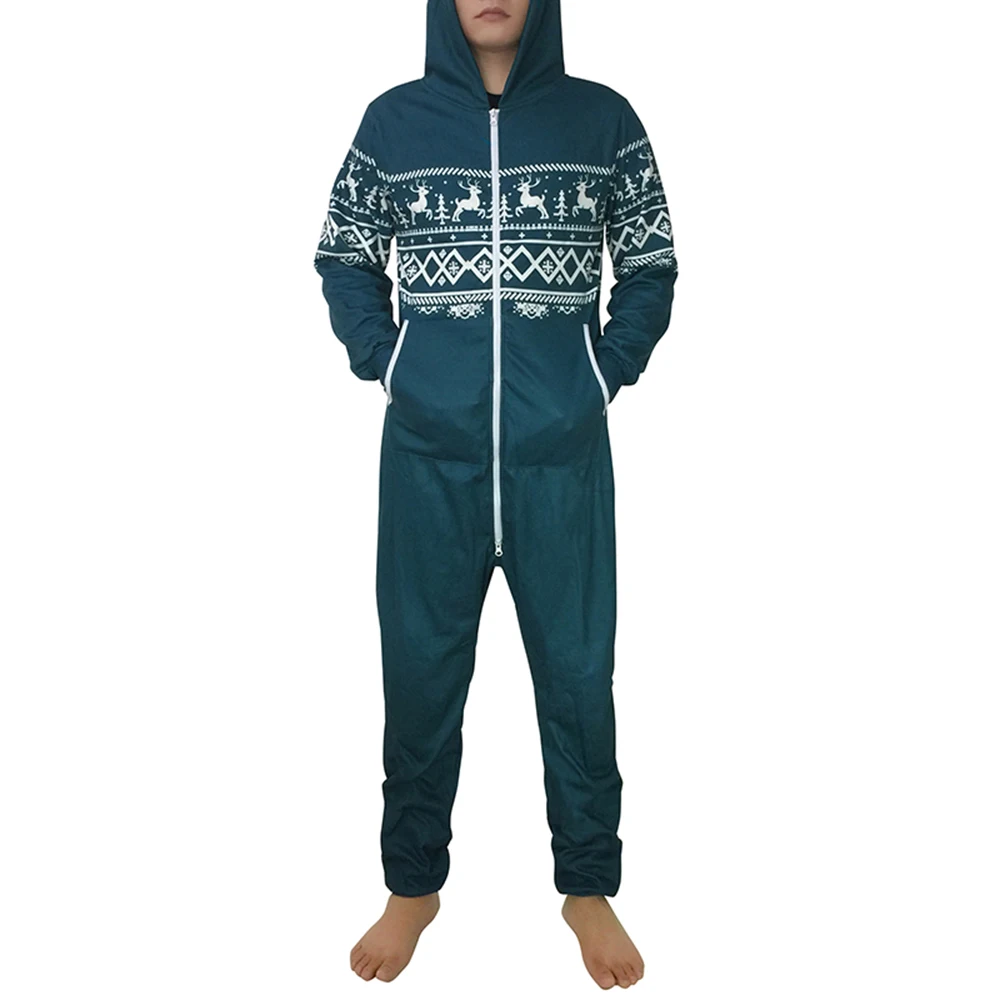 

2019 Men's Jumpsuit Autumn Winter Casual Reindeer Print Hoodie Zipper Jumpsuit pants men trousers pantalon homme pantalon hombre