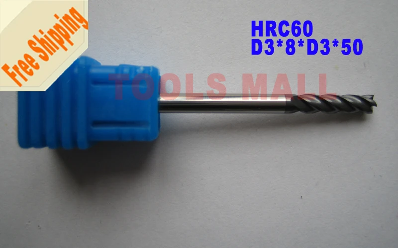 

Free shipping - 5pcs 3mm Four Flutes Spiral Bit Milling Tools Carbide CNC Endmill Router bits hrc60 D3*8*D3*50
