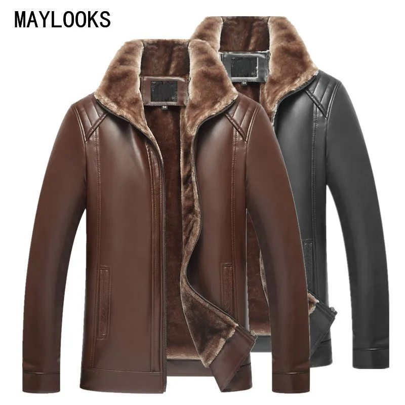 

New Male leather Jacket Biker Men Jacket Punk Motorcycle Bomber Simple PU Leisure Mens Faux Fur Coats HN227
