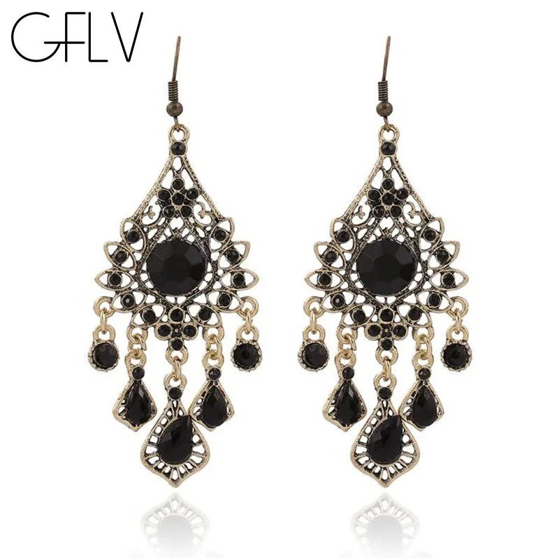 

GFLV Fashion National Storm Bohemia Droplets Earrings Alloy Tassel Water Drop For Women Wedding Accessories Eardrop E051