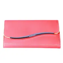 2 Fold Solid Candy Color Women Leather Clutch Purses Long Carteira Women Wallet with Metal Female Purse Quality Wallets W1