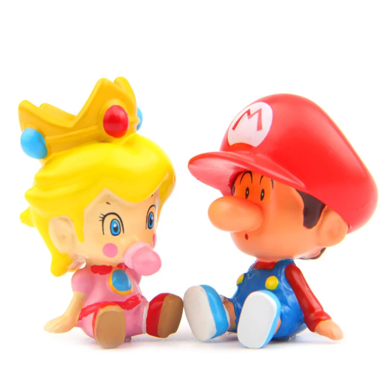 2pcs/lot Mario Princess Toadstool Peach Figures Toys PVC Super Mario Bros Action Figure Toy Gift for Home Decoration