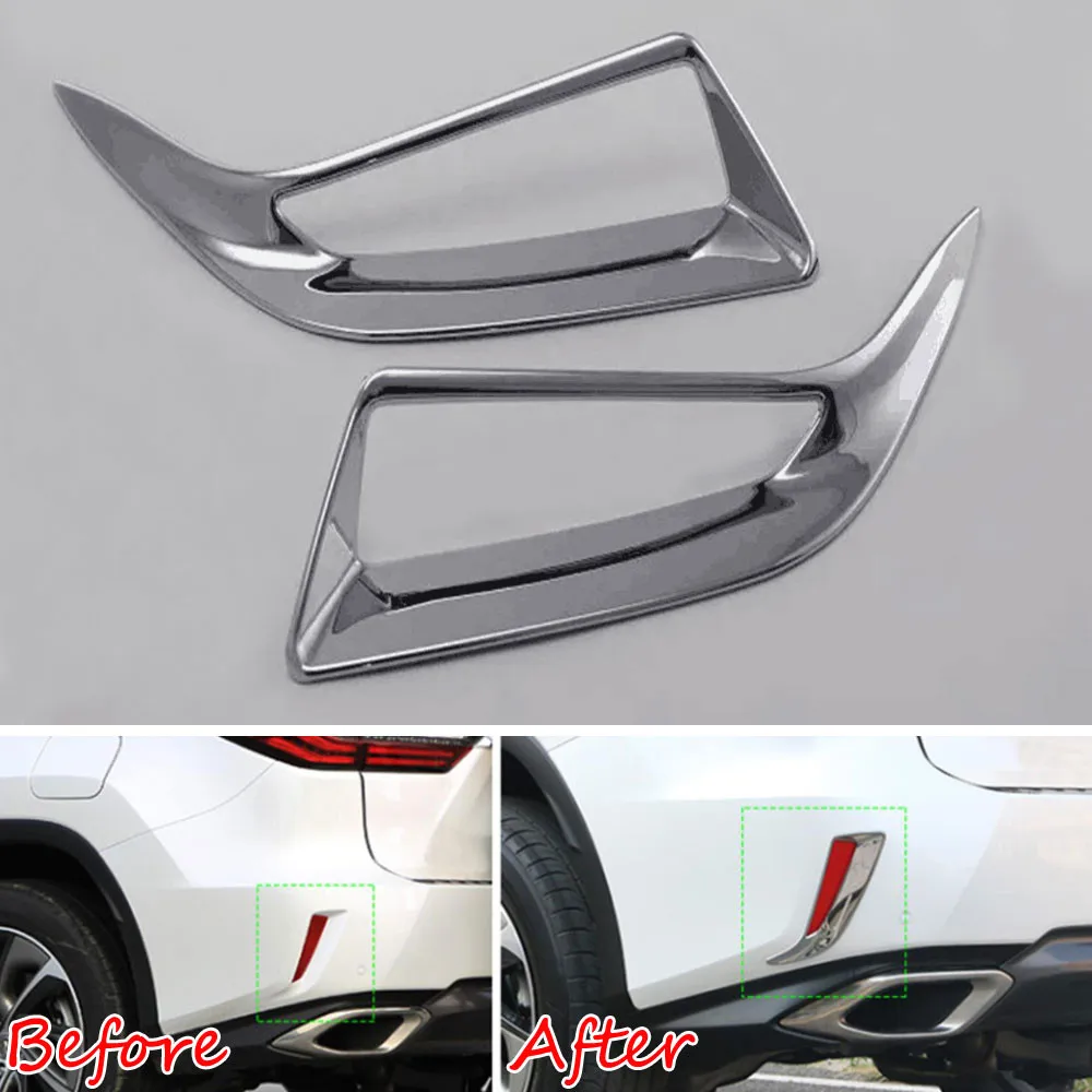 

BBQ@FUKA Accessories Chrome ABS Car-Styling Rear Bumper Reflector Fog Light Cover Sticker Fit For Lexus 2016 RX350 RX450h