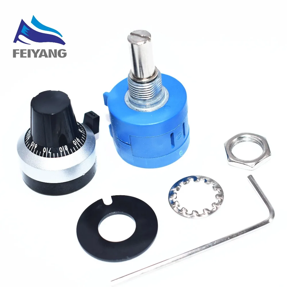 

10pcs 3590S-2-103L 3590S 10K ohm Precision Multiturn Potentiometer 10 Ring Adjustable Resistor + Turns Counting Dial Rotary Knob