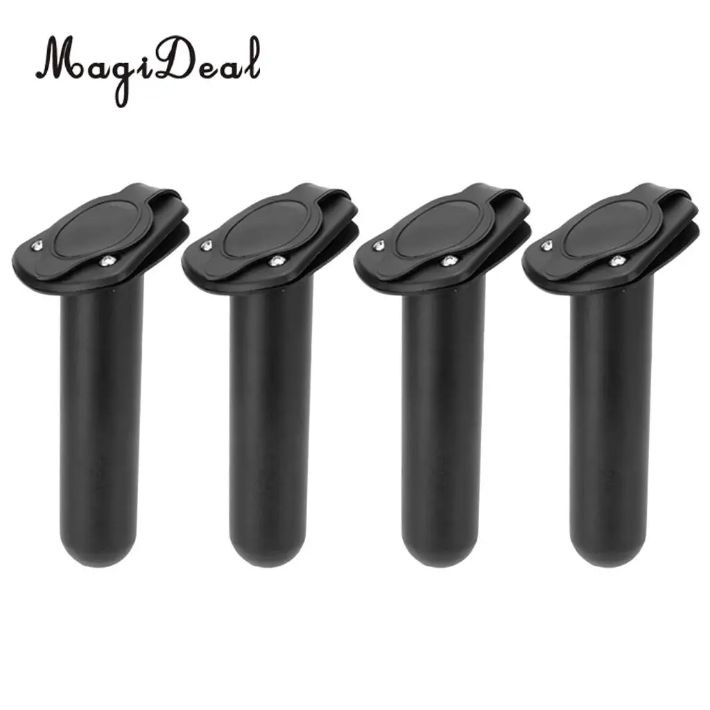MagiDeal 4 Pieces Flush Mount Fishing Boat Rod Holder Bracket with  Cover, Kayak Box Fishing Tackle Accessory Tool