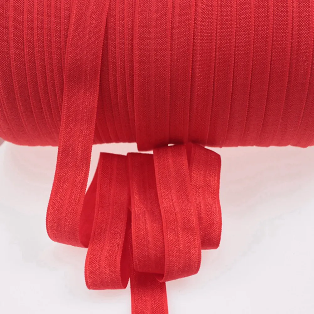 

25mm #235 poppy red FOE elastic, solid Fold Over Elastic FOE for Headbands 50yards or 100yards