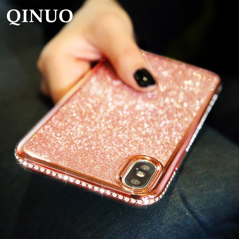 

Glitter Silicone Case For Huawei honor 8X Max 9 10 Lite V20 7A 7X 7C Bling Diamond Cover For Huawei Y6 Y7 Prime Y9 2018 2019 Bag